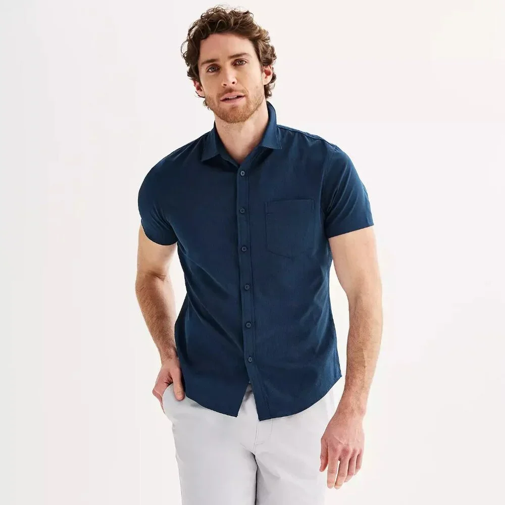 Men's FLX Slim XL Performance Untucked-Fit Button Down Shirt - Picture 9 of 12